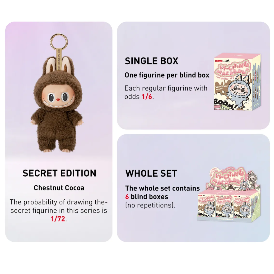 Pop Mart Labubu The Monsters Tasty Macarons Chestnut Cocoa Vinyl Plush Pendant