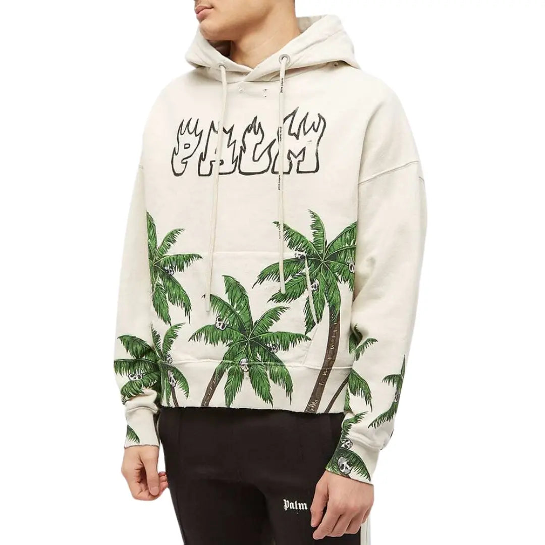 Palm Angels Palms & Skull Vintage Hoodie White/Green Basement
