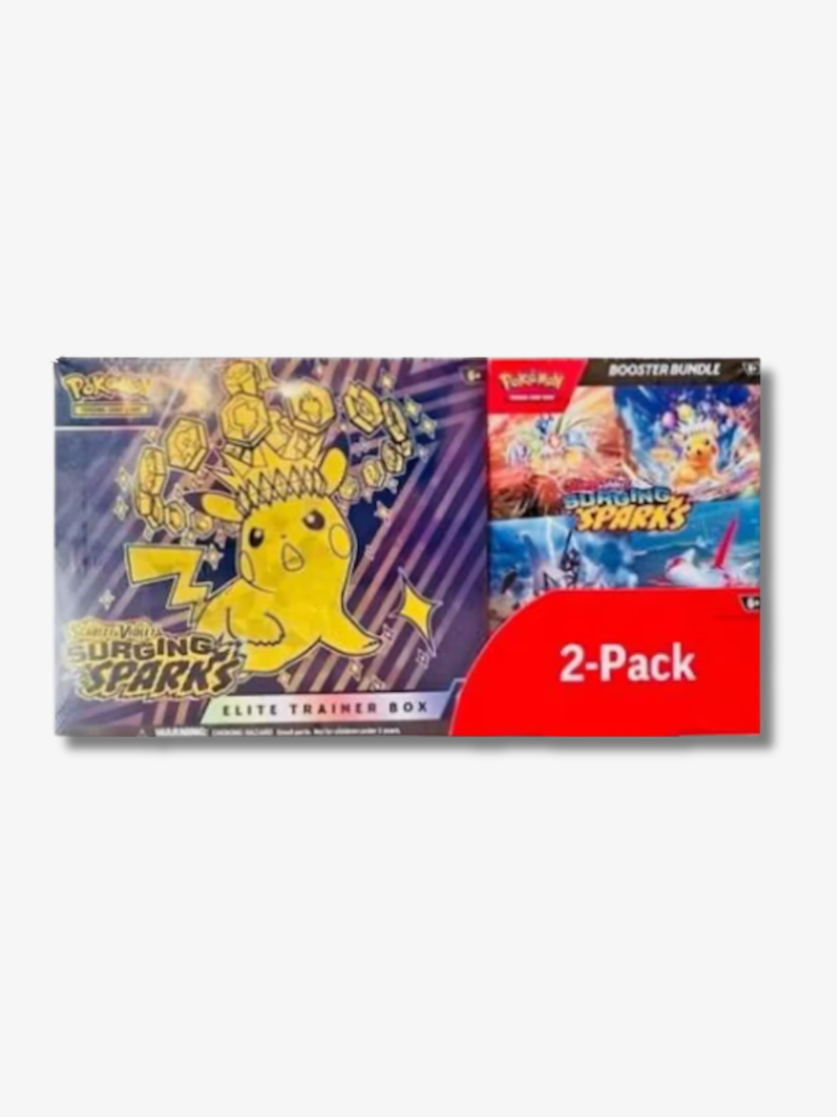 Pokémon TCG Scarlet & Violet Surging Sparks Elite Trainer Box + Booster Bundle (2-Pack) – front (Elite Trainer Box + Booster Bundle)