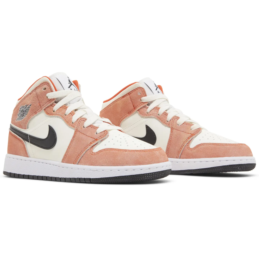 Jordan 1 Mid SE Orange Suede (GS)