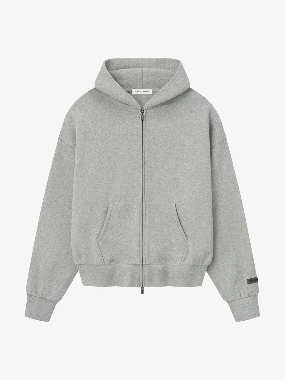 Fear of God Essentials Classic Fleece Zip-Up Hoodie 'Concrete Heather' – front