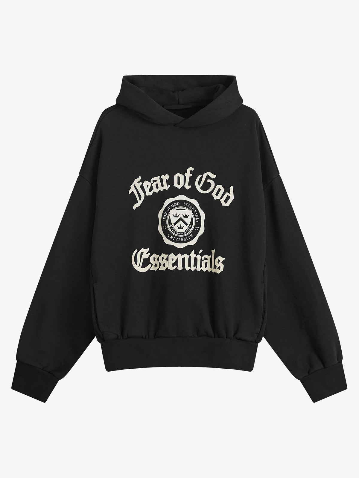 Fear of God Essentials Heavy Fleece Vintage Shrunken Hoodie 'Black' – front
