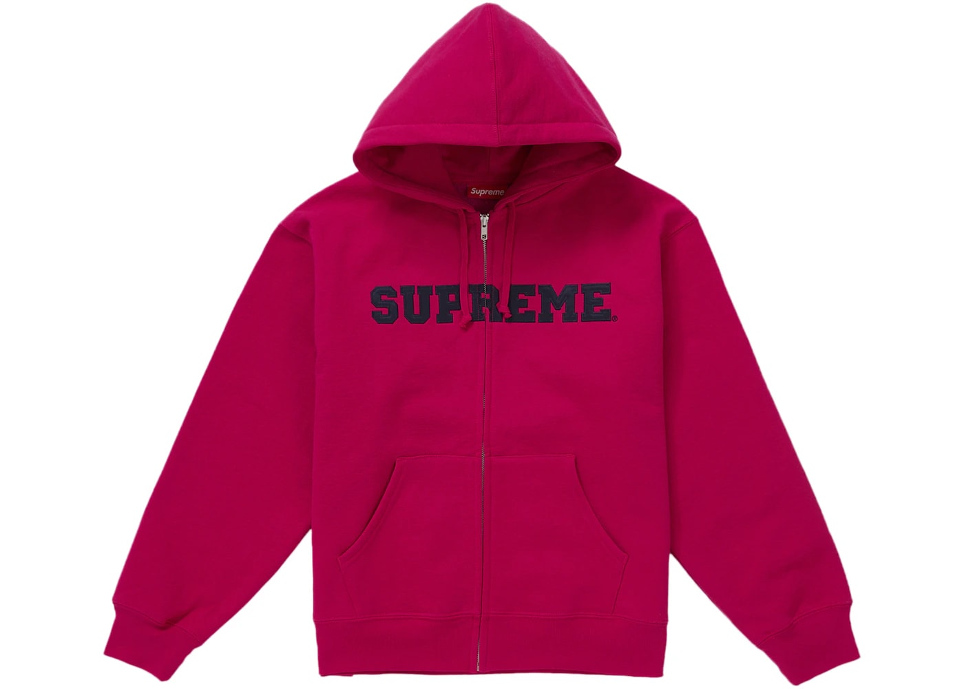 Supreme Collegiate Applique Zip Up Hooded Sweatshirt Fuchsia Basement