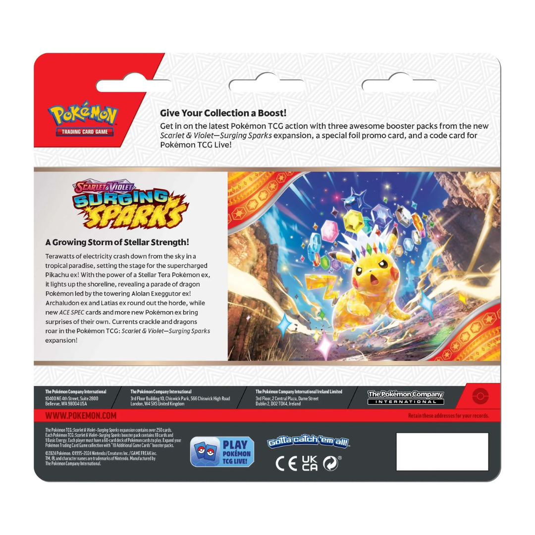 Pokemon TCG Scarlet & Violet 8 Surging Sparks Three Booster Blister
