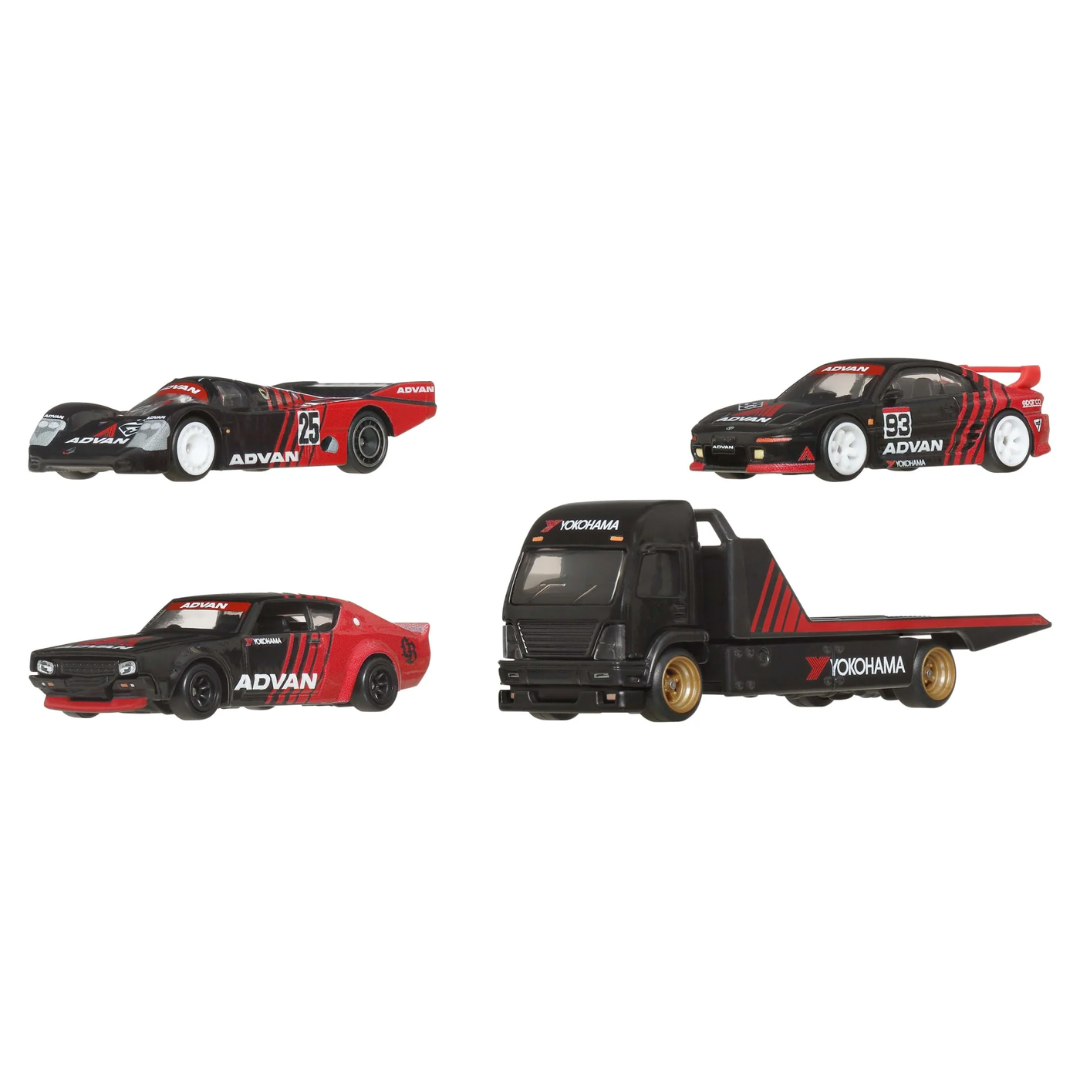 Hot Wheels Premium Collector Display Sets, 3 Cars & 1 Transporter (Group GMH39)