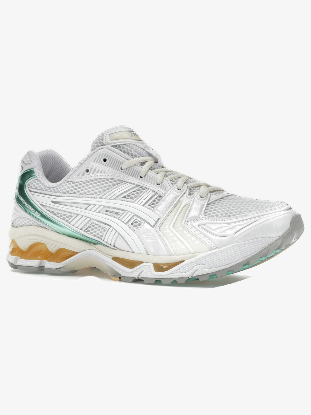 ASICS Gel-Kayano 14 'White Green Cream' – front three-quarter