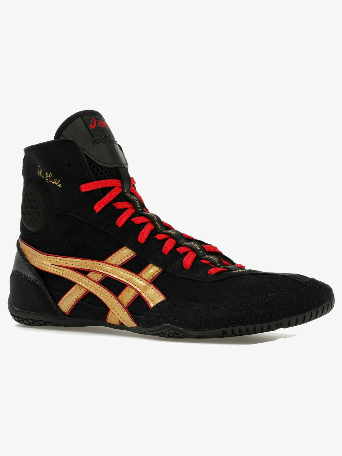ASICS Dan Gable Evo 3 'Black Pure Gold' β front three-quarter