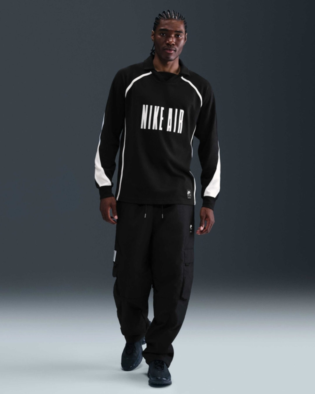 Nike Air Mens Long-Sleeve Football Top - Black/White/White