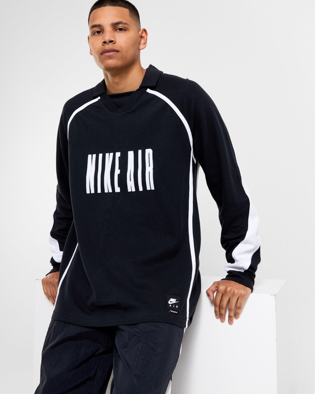 Nike Air Mens Long-Sleeve Football Top - Black/White/White
