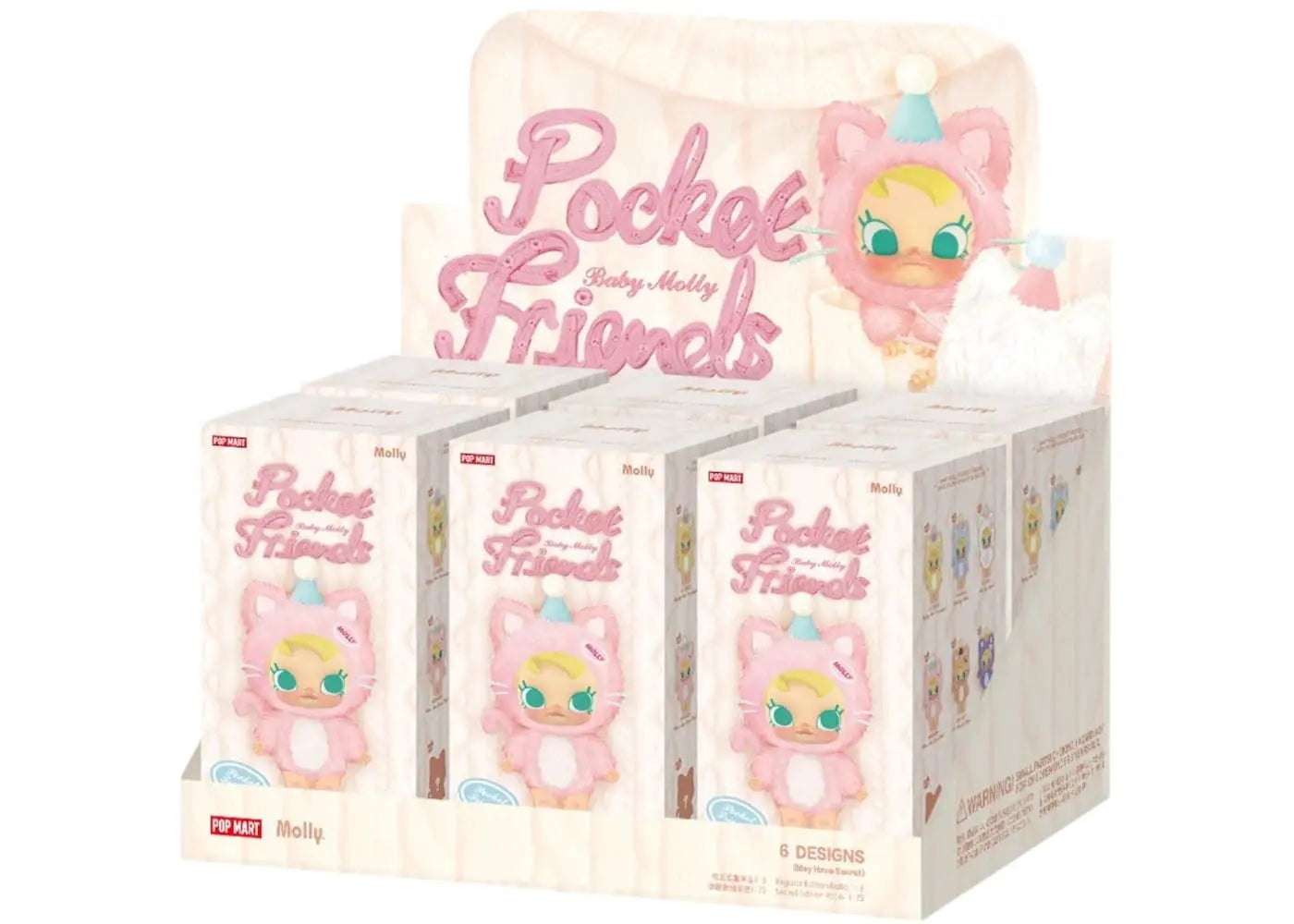Pop Mart Baby Molly Pocket Friends Series Vinyl Plush Pendant Sealed Case (6 Blind Box) Basement