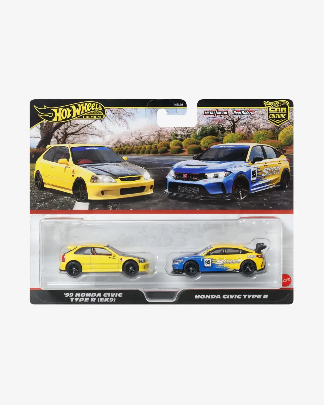 Hot Wheels Premium Car Culture 2 Pack 99 Honda Civic Type R EK9 & Spoon FL5 Basement