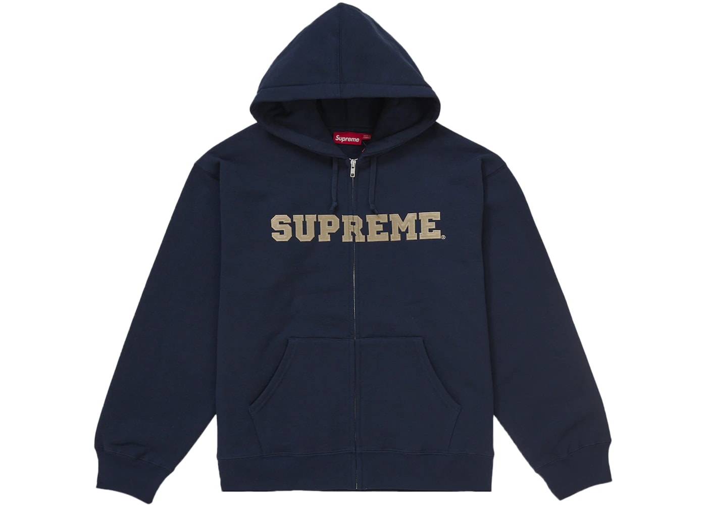 Supreme Collegiate Applique Zip Up Hooded Sweatshirt Navy Basement