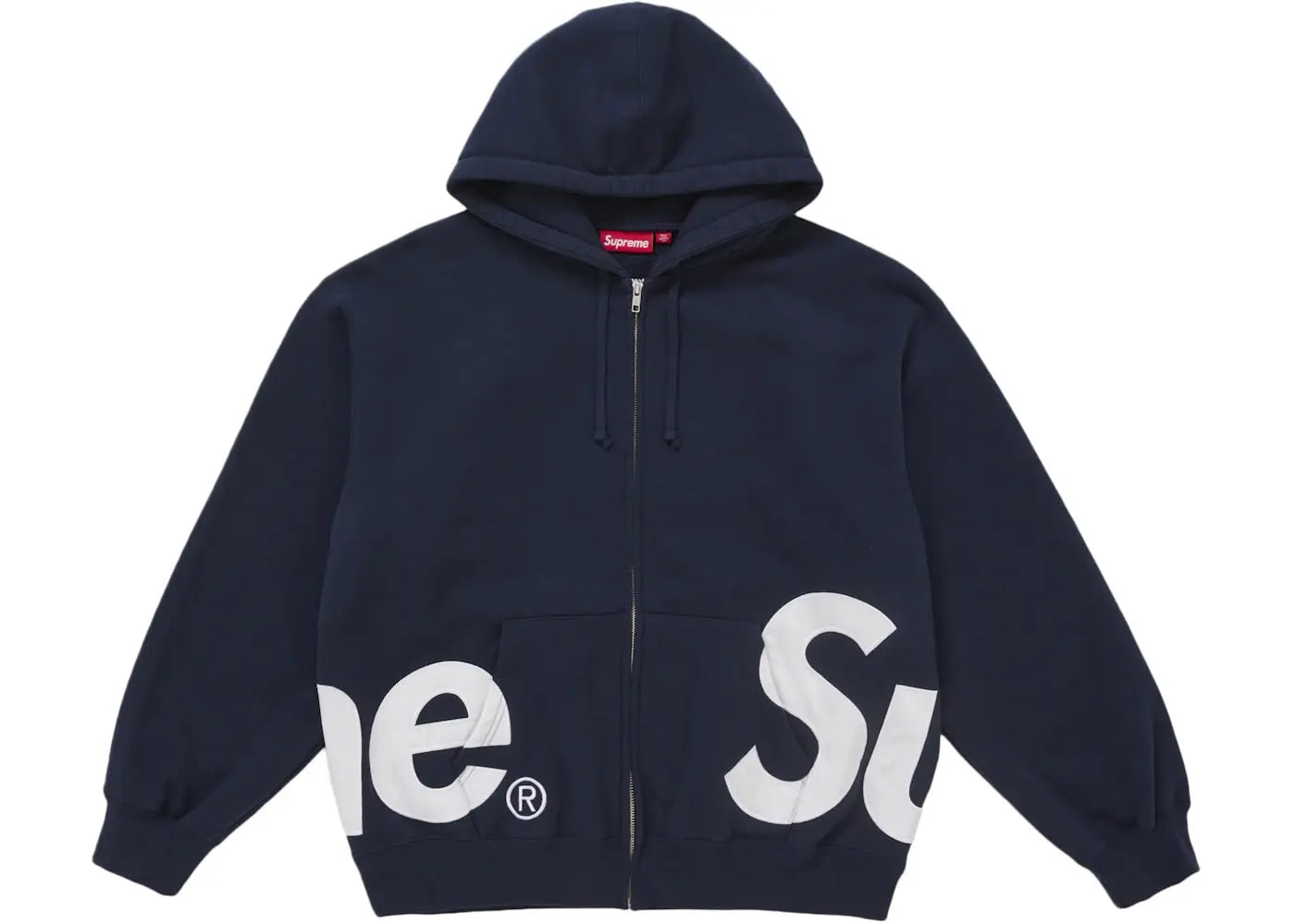 Supreme Big Logo Zip Up Hooded Sweatshirt Navy Basement