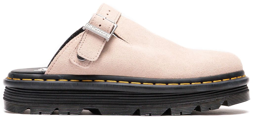 Dr. Martens Zebzag Suede Platform Mules Powder Pink
