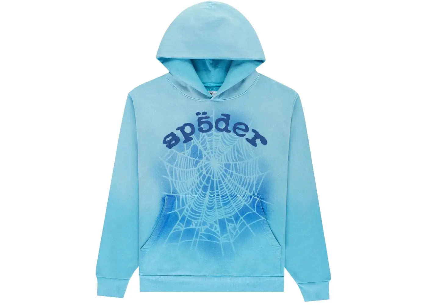 Sp5der OG Web V2 Spray Hoodie Light Blue Basement