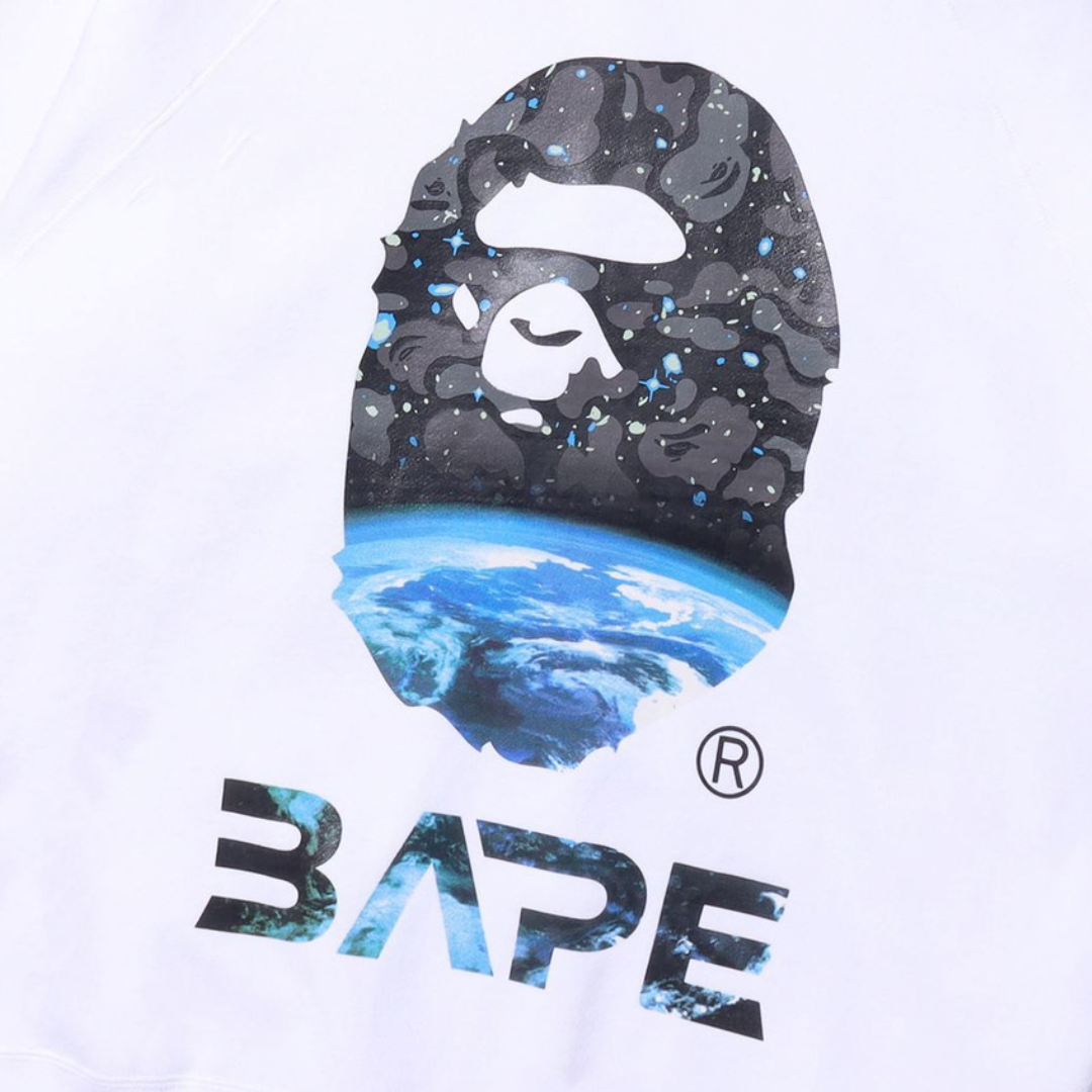 BAPE Space Camo Ape Head Loose Fit Crewneck White