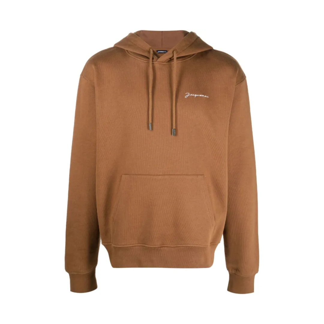 Jacquemus Le Sweatshirt Brode Embroidered Logo Regular Fit Hoodie Brown