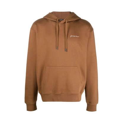 Jacquemus Le Sweatshirt Brode Embroidered Logo Regular Fit Hoodie Brown