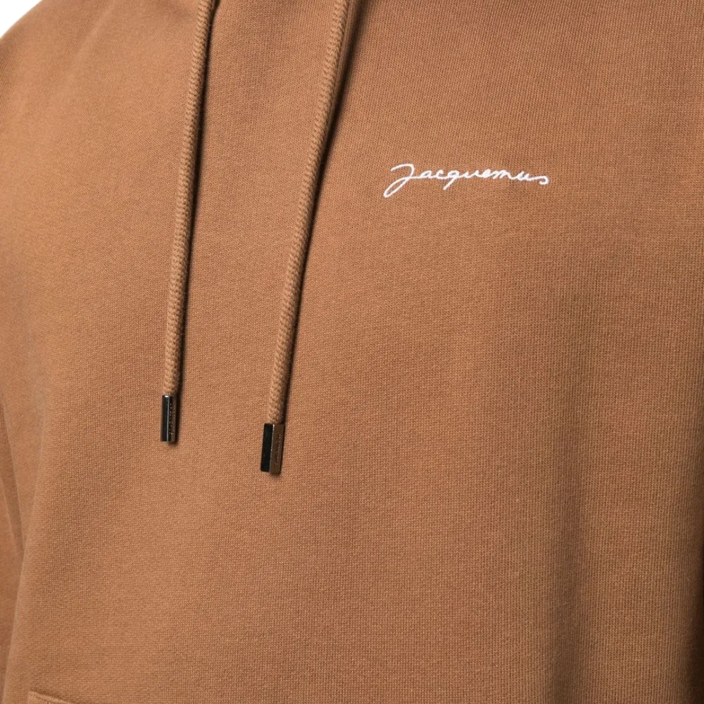 Jacquemus Le Sweatshirt Brode Embroidered Logo Regular Fit Hoodie Brown