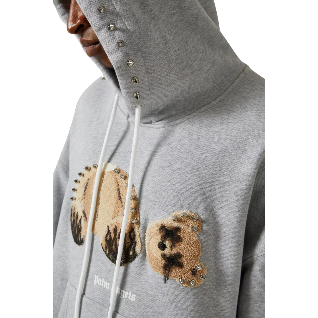 Palm Angels Punk Bear Hoodie Grey