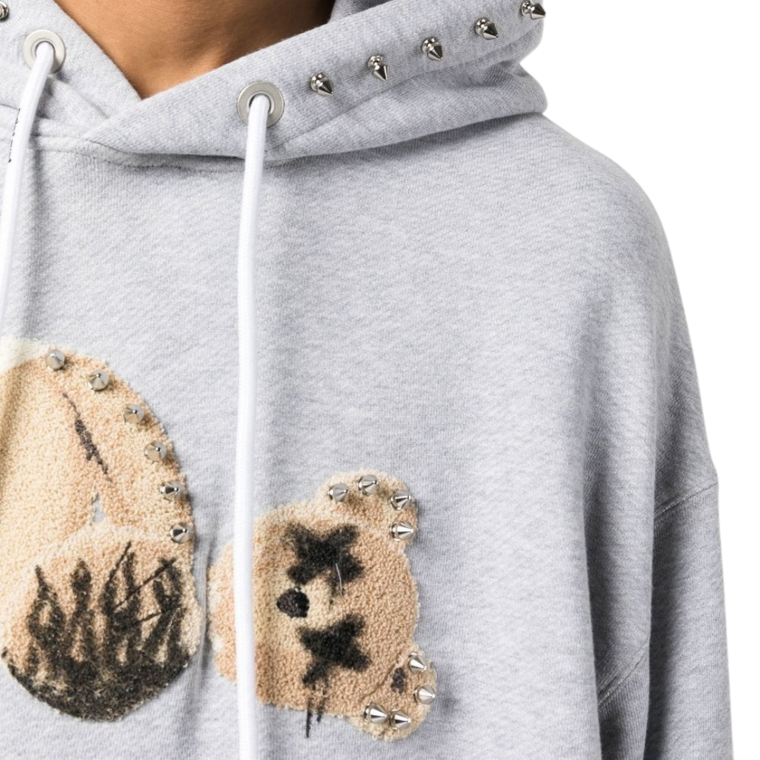Palm Angels Punk Bear Hoodie Grey