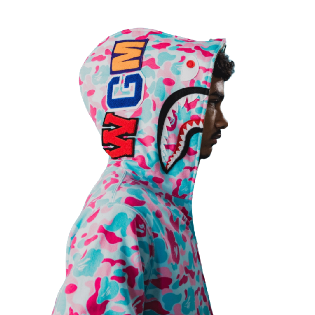 BAPE Store Miami Shark Full Zip Hoodie Pink/Blue