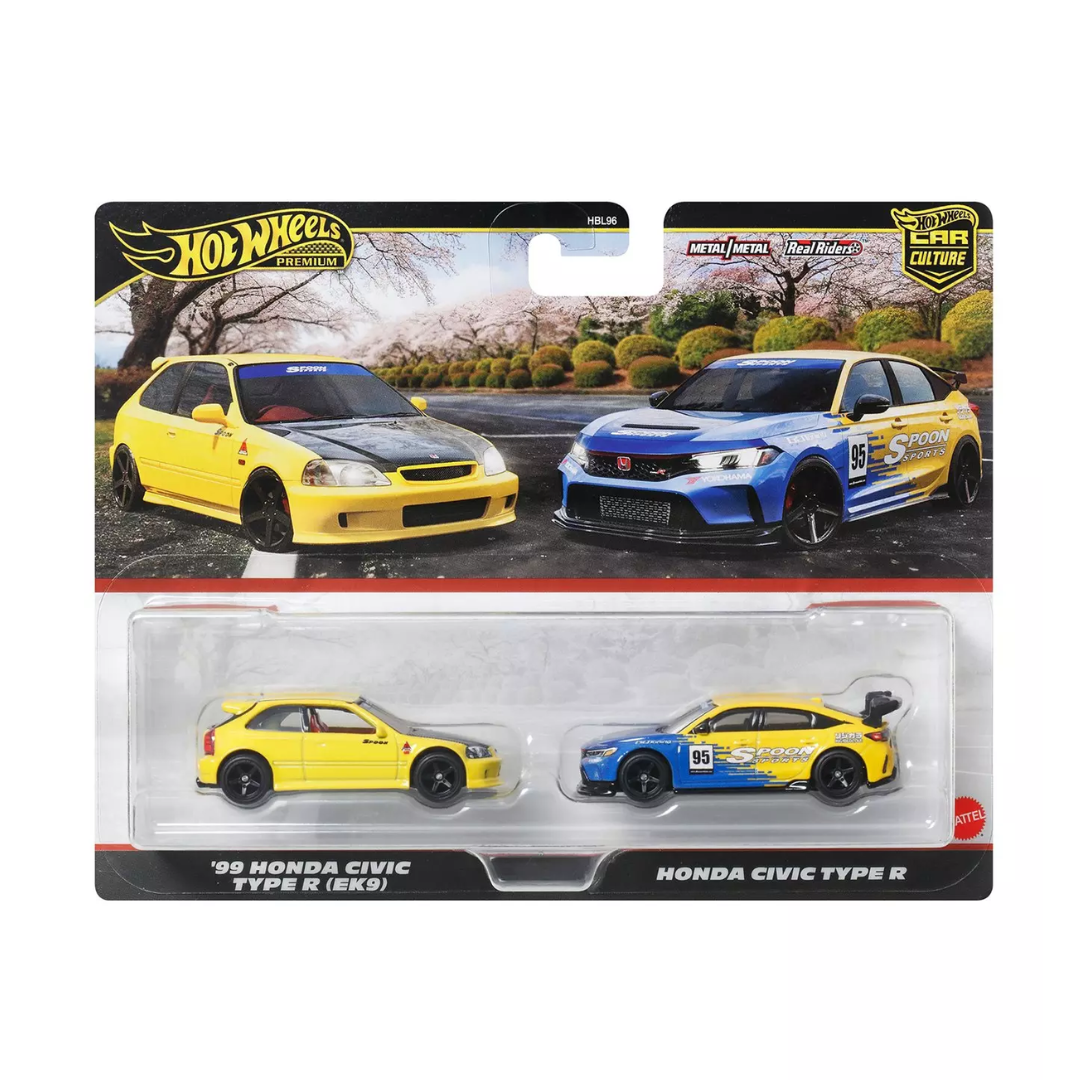 Hot Wheels Premium Car Culture 2 Pack '99 Honda Civic Type R EK9 & Spoon FL5