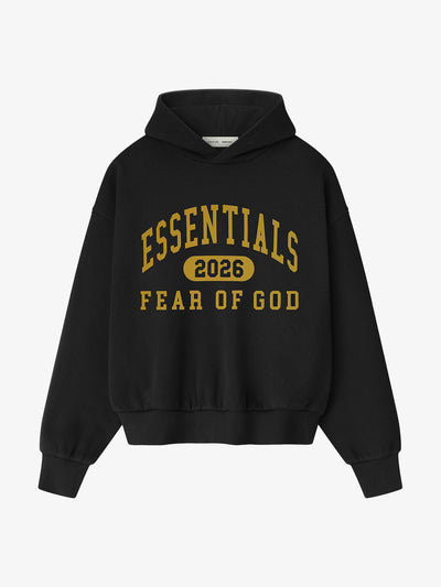 Fear of God Essentials Classic Fleece Hoodie 'Vintage Black' – front