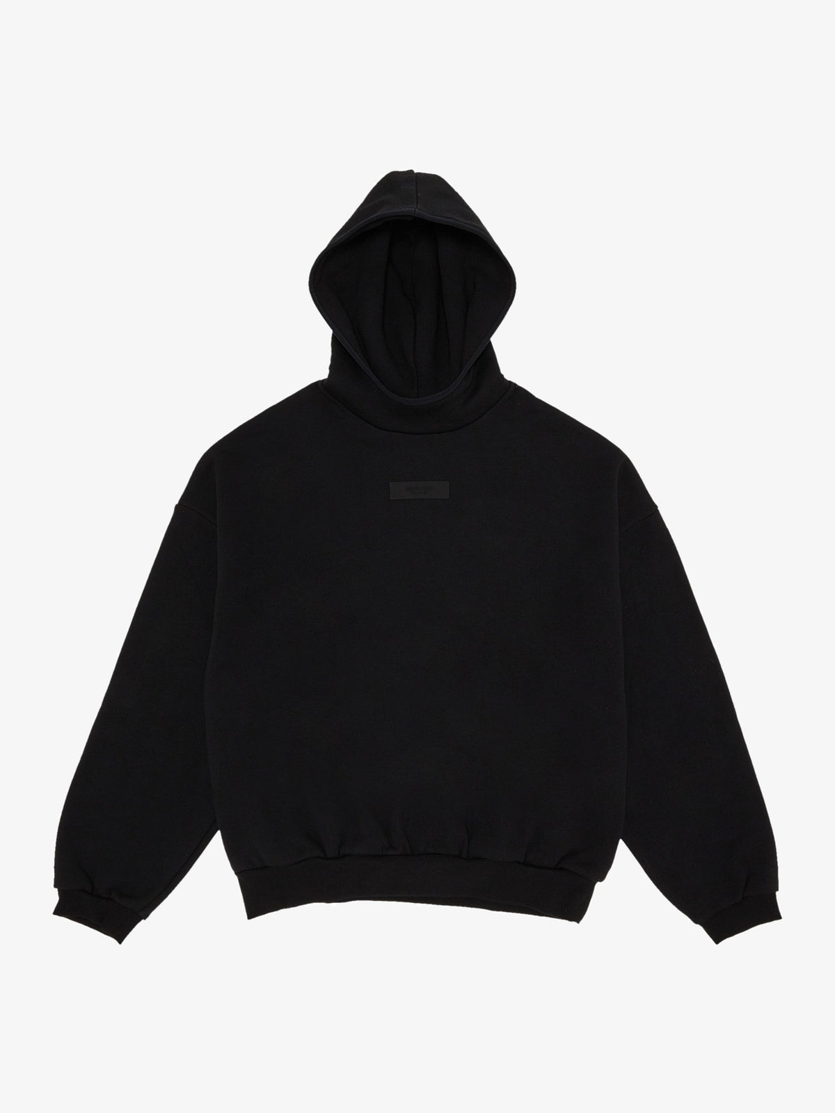 Fear of God Essentials Chest Logo Hoodie 'Jet Black/Jet Black' – front