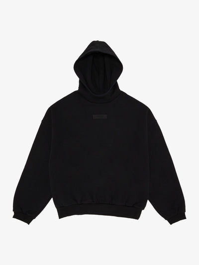 Fear of God Essentials Chest Logo Hoodie 'Jet Black/Jet Black' – front