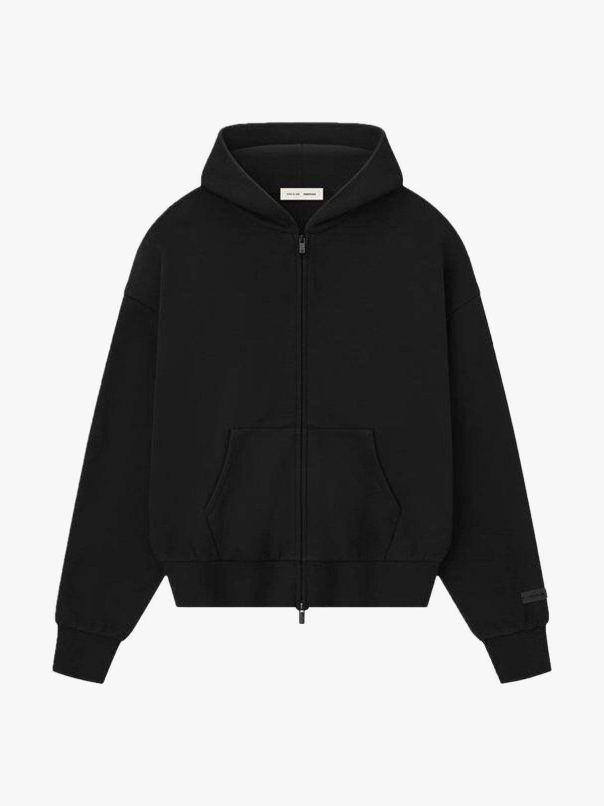 Fear of God Essentials Classic Fleece Zip-Up Hoodie 'Jet Black' – front
