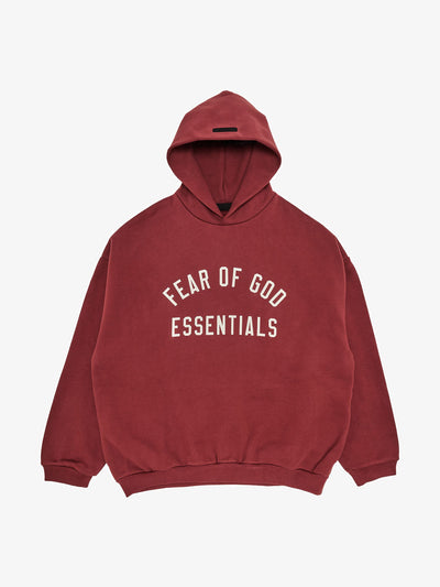 Fear of God Essentials Fleece Hoodie 'Crimson' – front