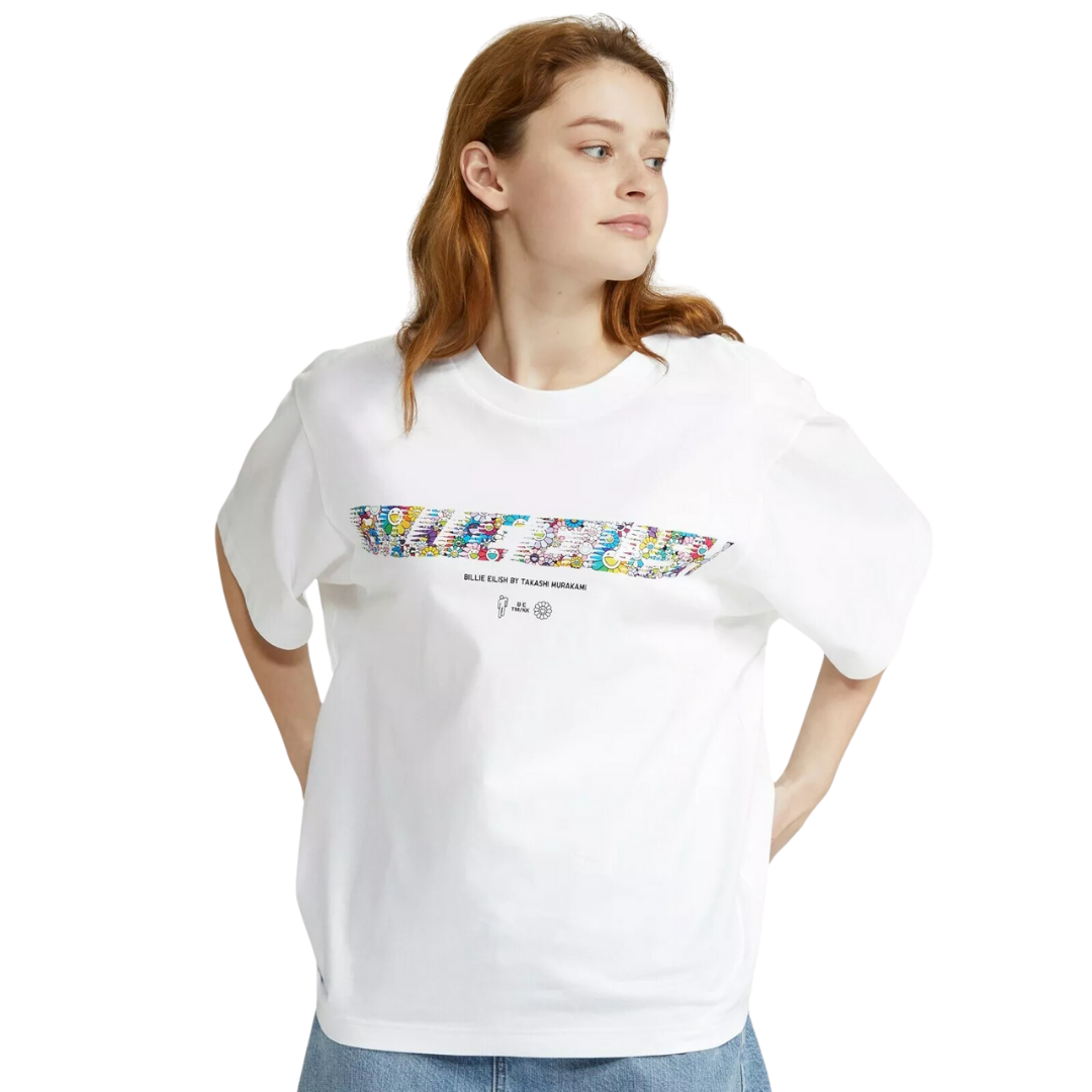 Billie Eilish Flower Logo Tee (US Womens Sizing) White