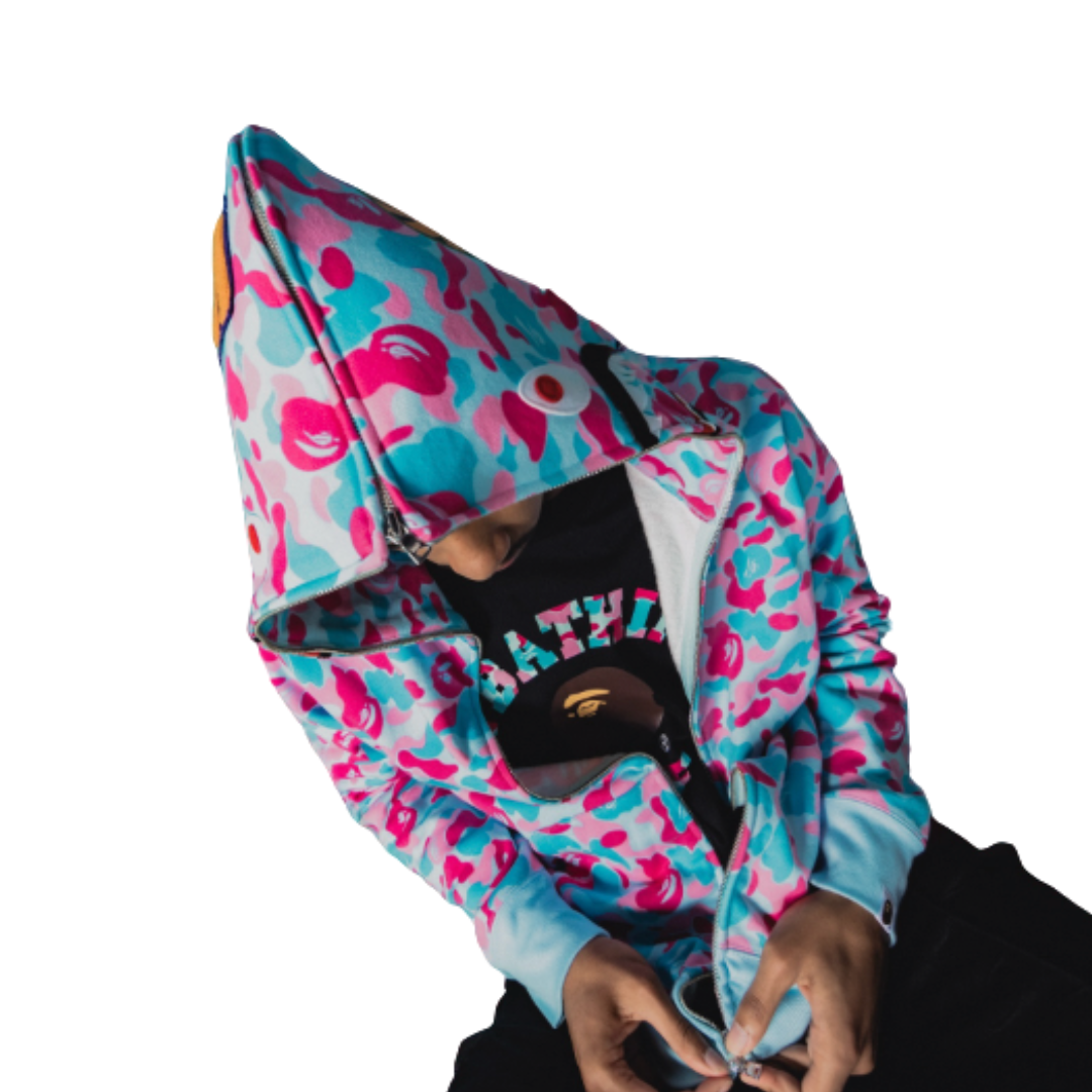 BAPE Store Miami Shark Full Zip Hoodie Pink/Blue