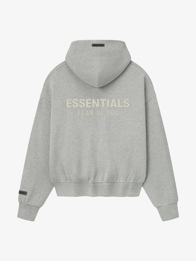 Fear of God Essentials Classic Fleece Zip-Up Hoodie 'Concrete Heather' – back