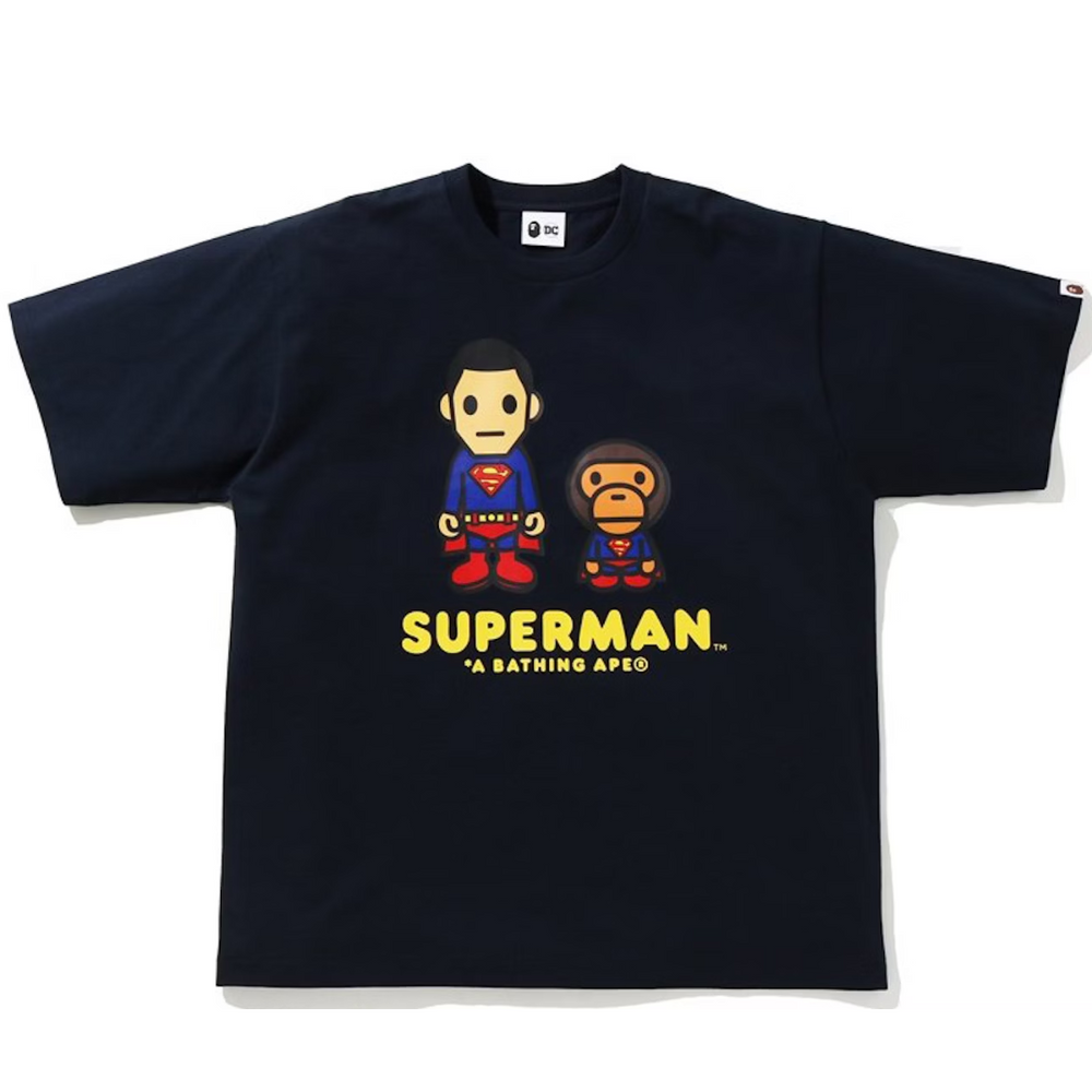 BAPE x DC Baby Milo Superman Relaxed Fit Tee Navy