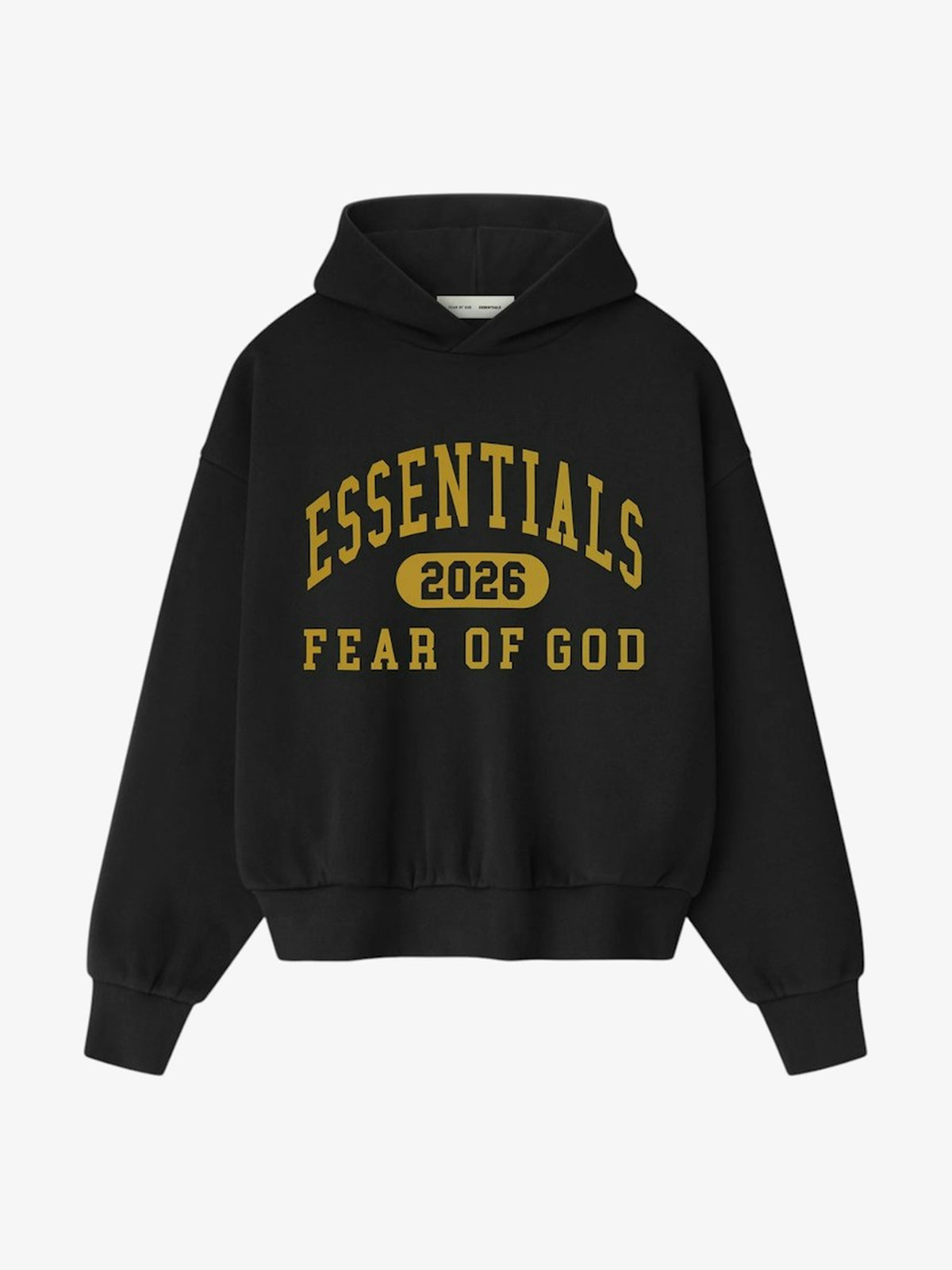 Fear of God Essentials Classic Fleece Hoodie 'Vintage Black' – front three-quarter