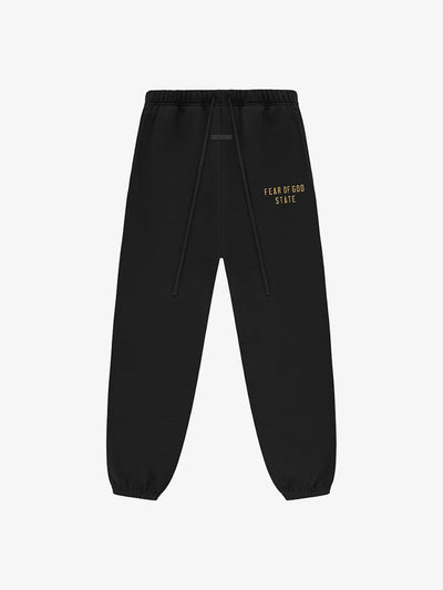 Fear of God Essentials Fleece Essential Sweatpant 'Black' – front, flat lay