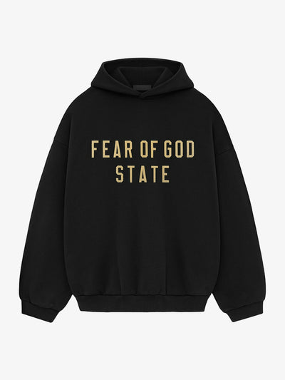 Fear of God Essentials Fleece Hoodie 'Black' – front three-quarter