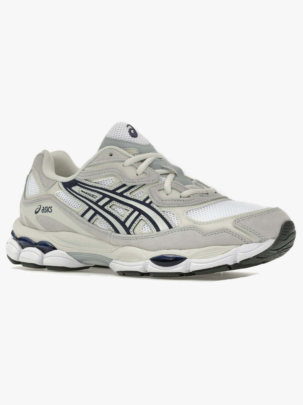 ASICS Gel-NYC 'White Midnight Navy Grey' – front three-quarter