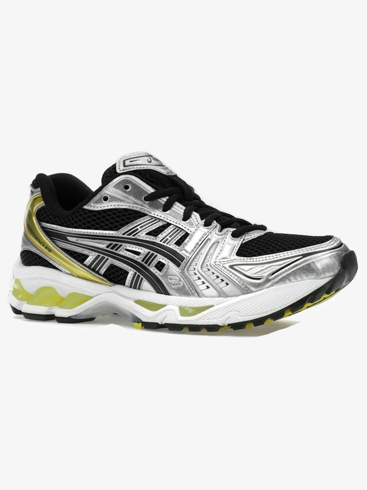ASICS Gel-Kayano 14 'Black Lemon Spark' – front three-quarter