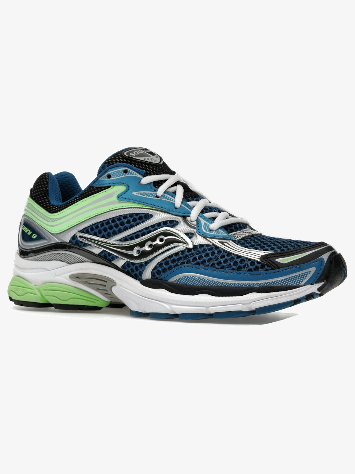 Saucony ProGrid Omni 9 'Blue Lime' – front three-quarter