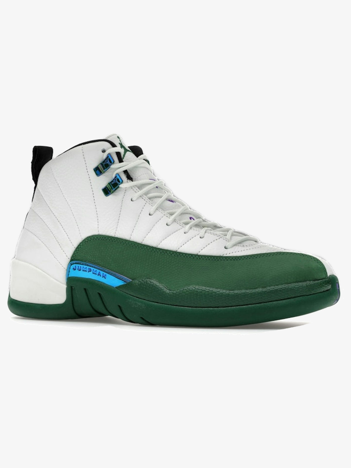 Jordan 12 Retro 'Bucks' – front three-quarter