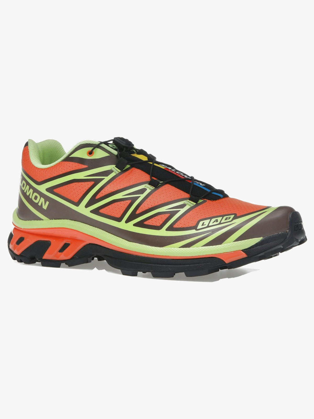 Salomon XT-6 'Red Orange Sharp Green' – front three-quarter