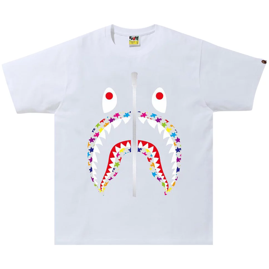 BAPE Sta Pattern Shark Tee White