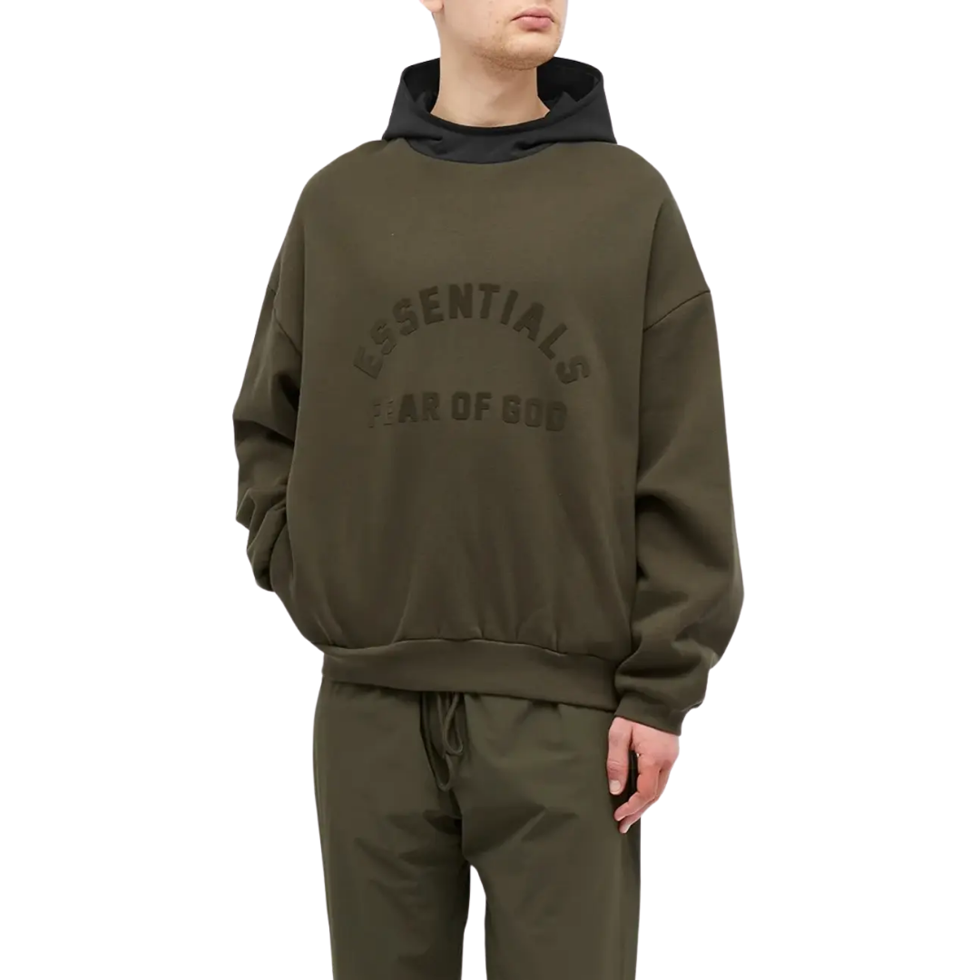 Fear of God ESSENTIALS Men's Spring Nylon Fleece Hoodie Ink/Jet Black