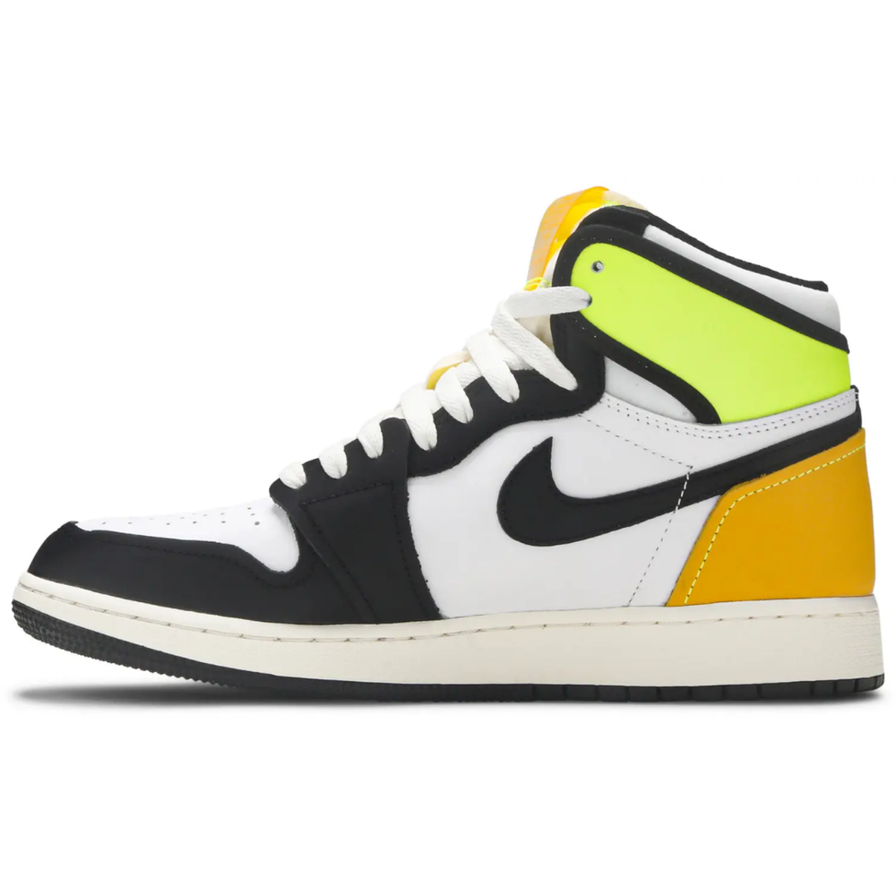 Jordan 1 Retro High White Black Volt University Gold (GS)