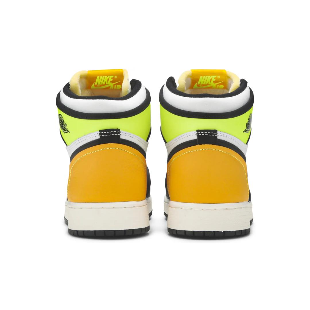 Jordan 1 Retro High White Black Volt University Gold (GS)