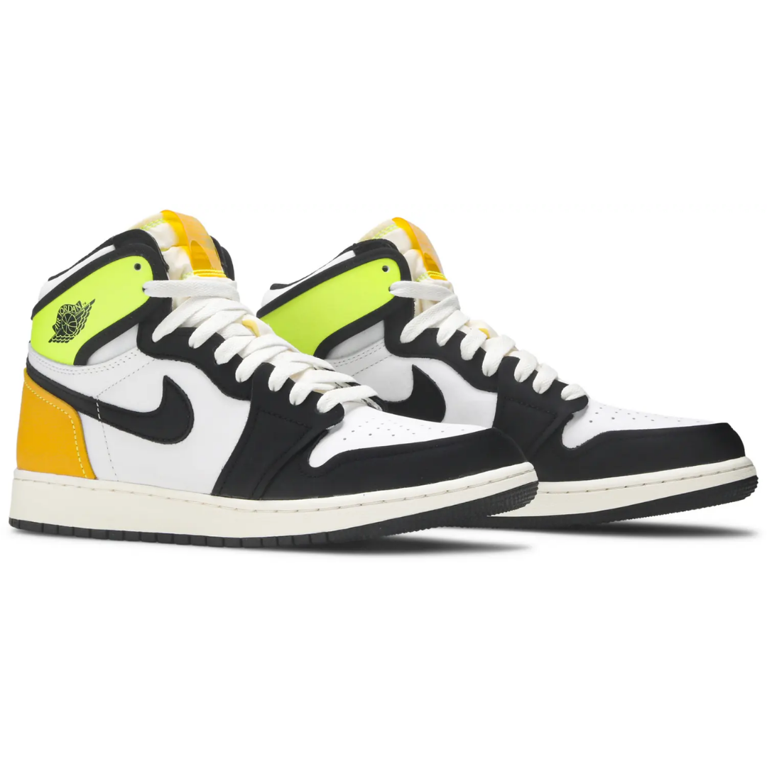 Jordan 1 Retro High White Black Volt University Gold (GS)