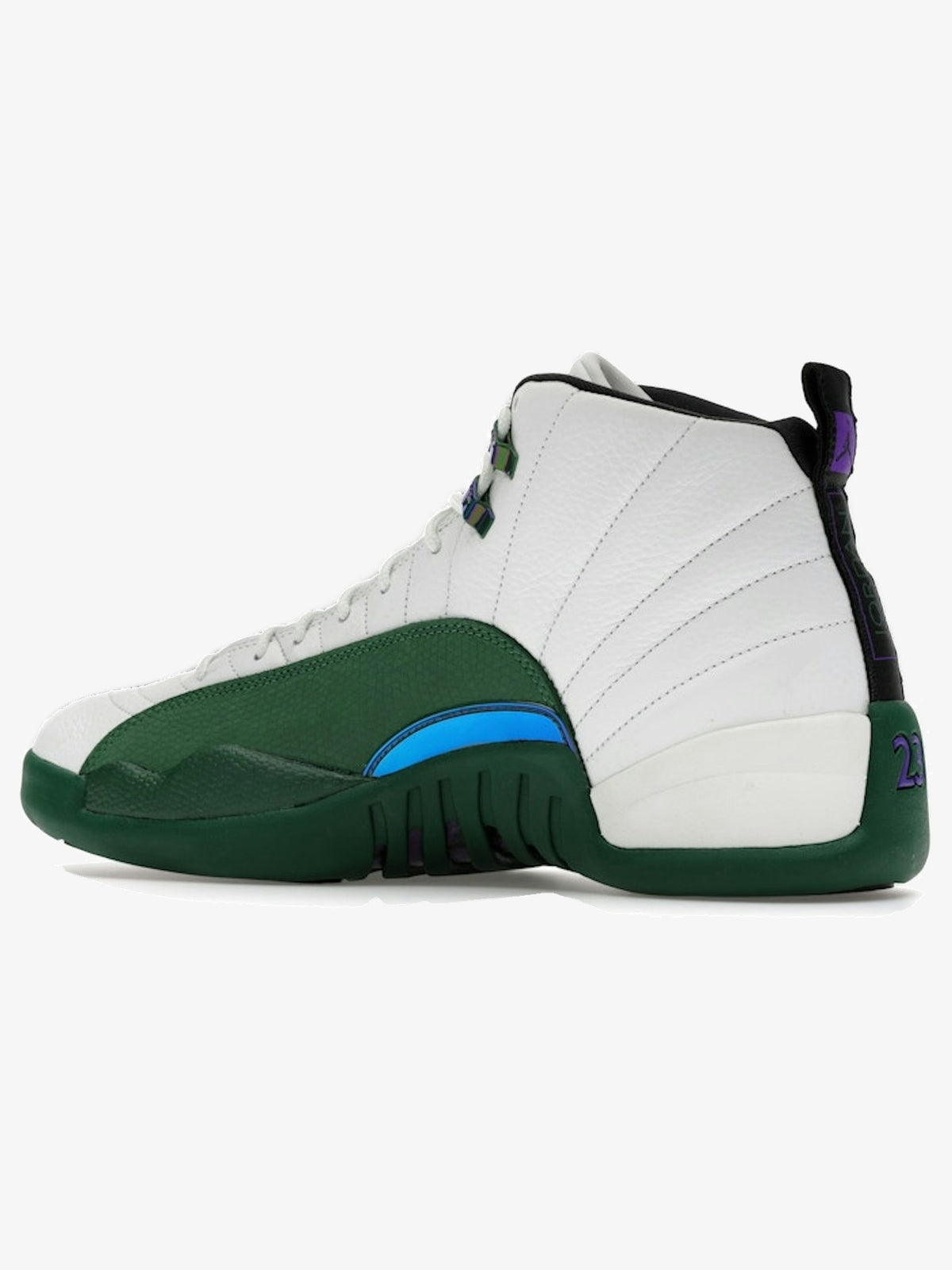 Jordan 12 Retro 'Bucks' – rear three-quarter